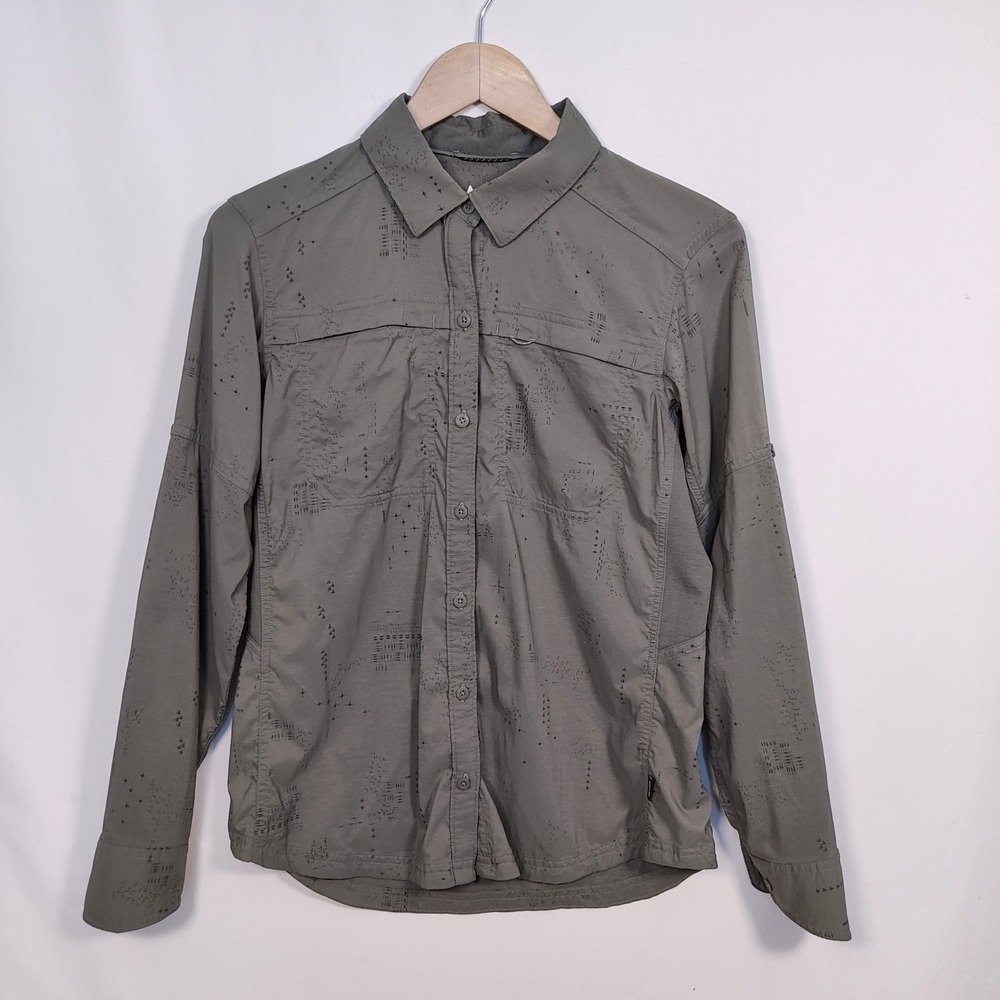 REI Co-op Hiking Shirt Women's Small Green Long Sleeve Vented Sahara Button Up